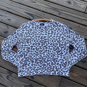 MONROW Leopard Print Seamed Sweatshirt
